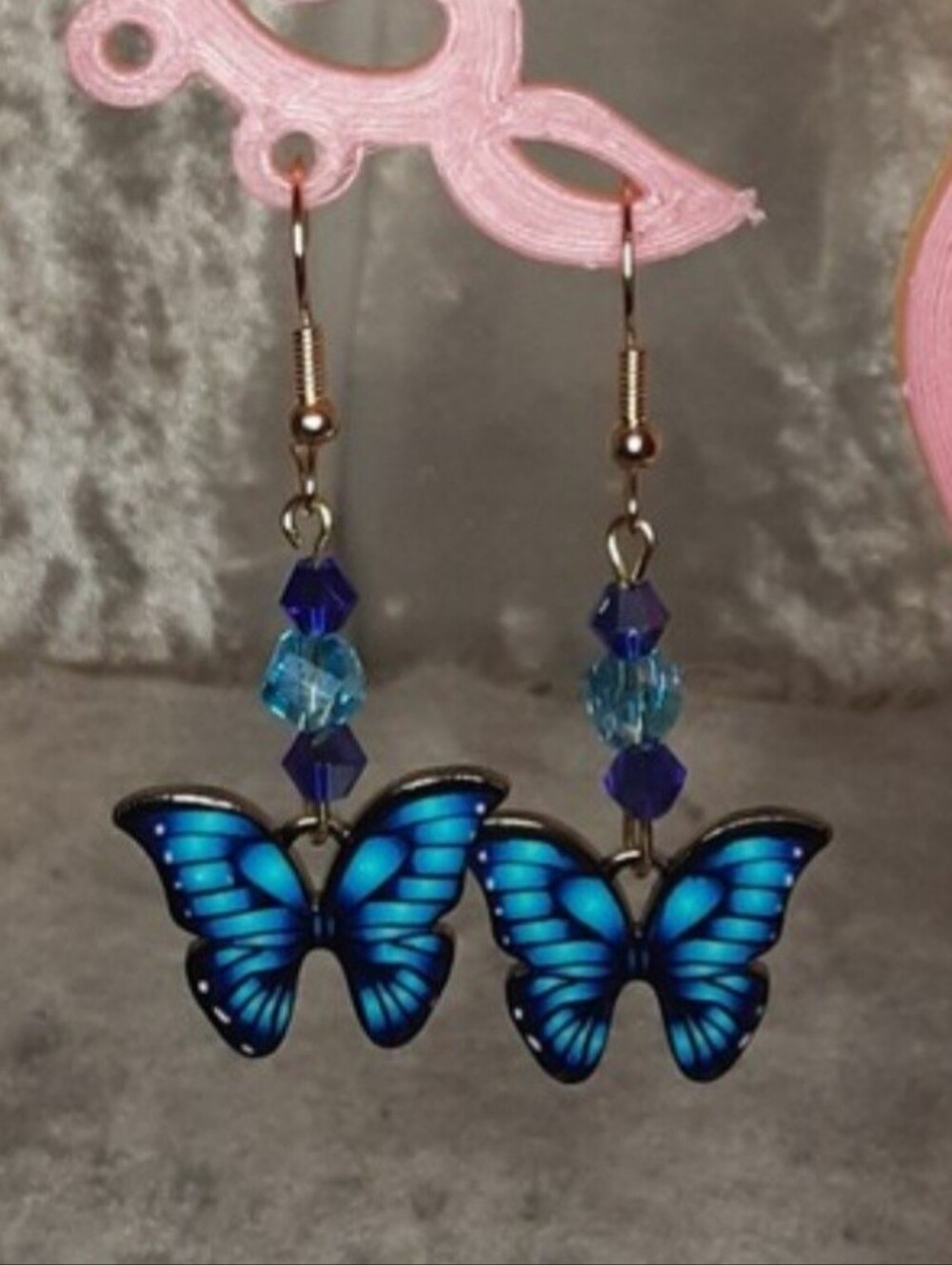 Handcrafted Blue Butterfly Dangle Earrings - Women Jewelry